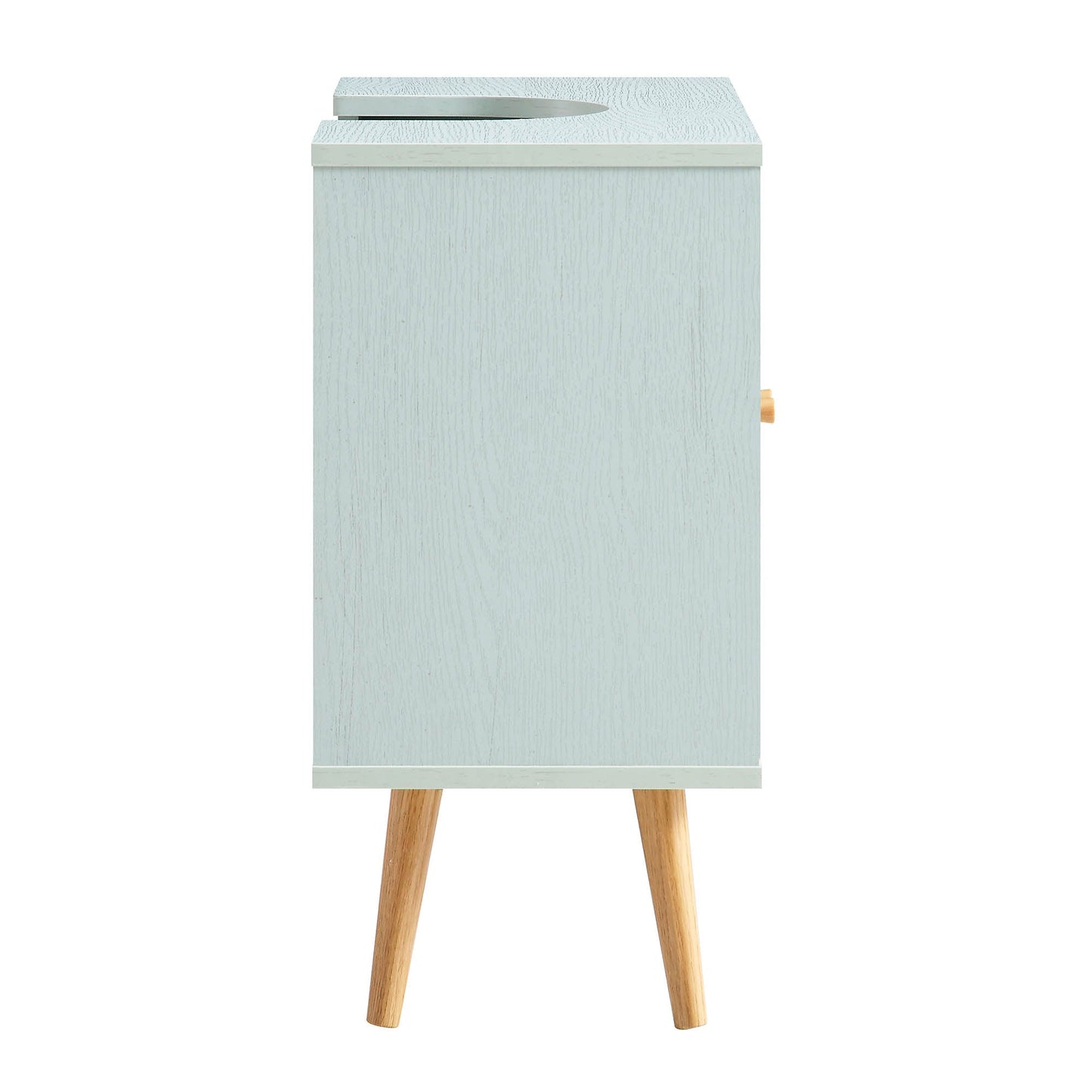 Meuble sous-évier de salle de bain 2 portes en rotin tressé Frances, vert menthe