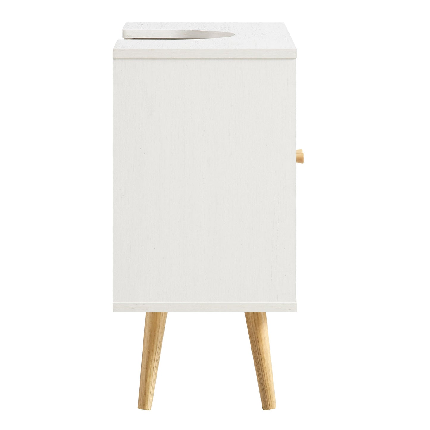 Meuble sous-lavabo de salle de bain 2 portes en rotin tressé Frances, blanc