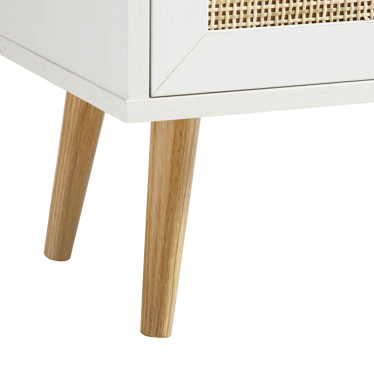 Meuble sous-lavabo de salle de bain 2 portes en rotin tressé Frances, blanc