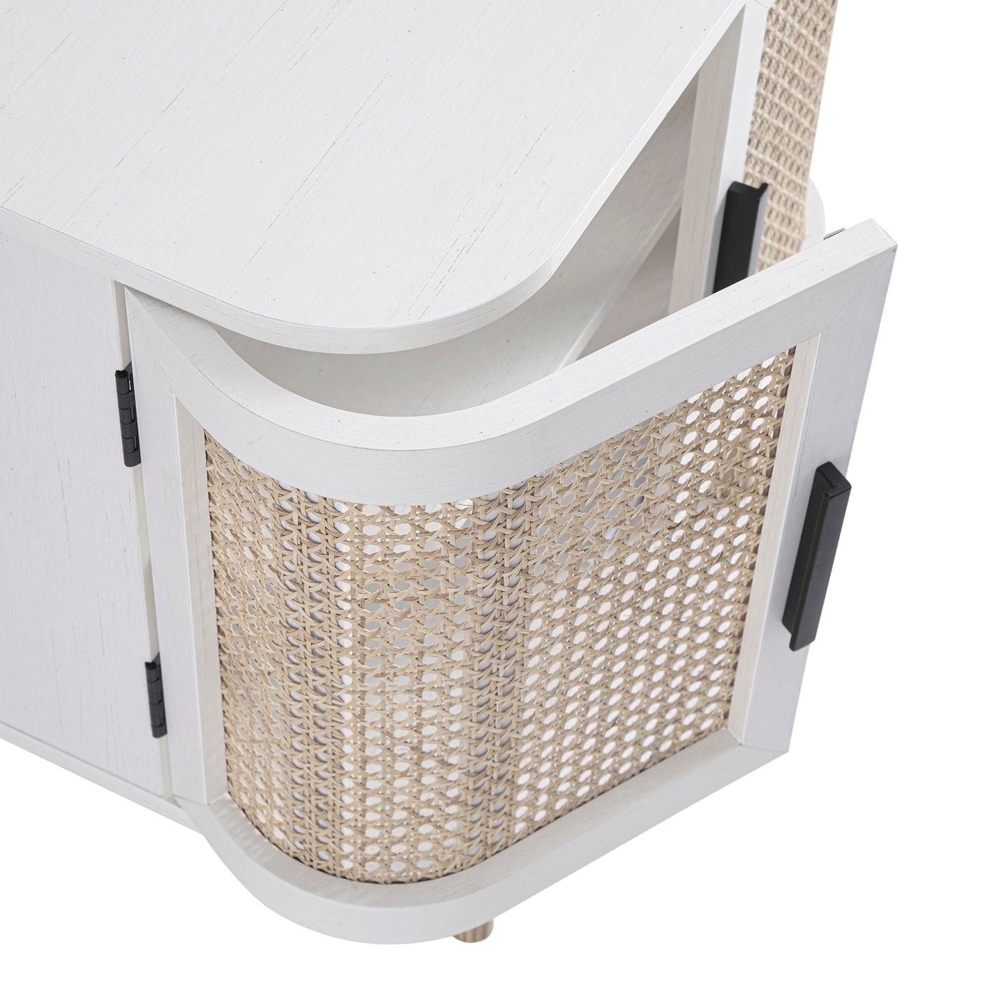 Meuble sous-évier incurvé en rotin Izzy, blanc