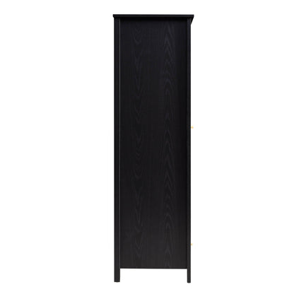 Armoire double en rotin Frances avec 1 tiroir, noir