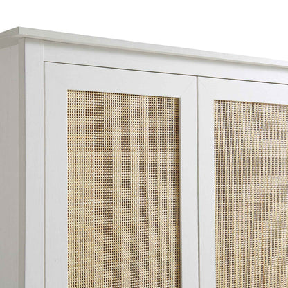 Armoire double en rotin Frances avec 1 tiroir, blanche