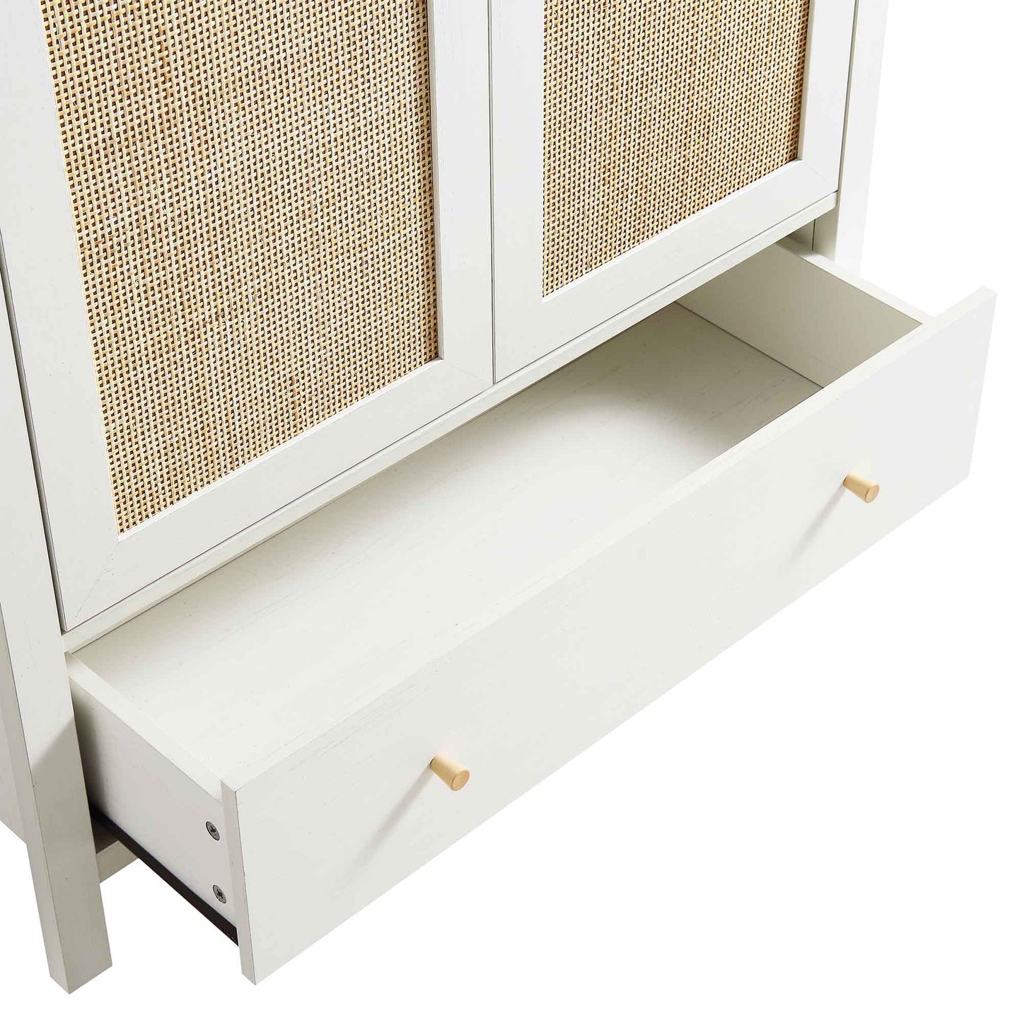 Armoire double en rotin Frances avec 1 tiroir, blanche