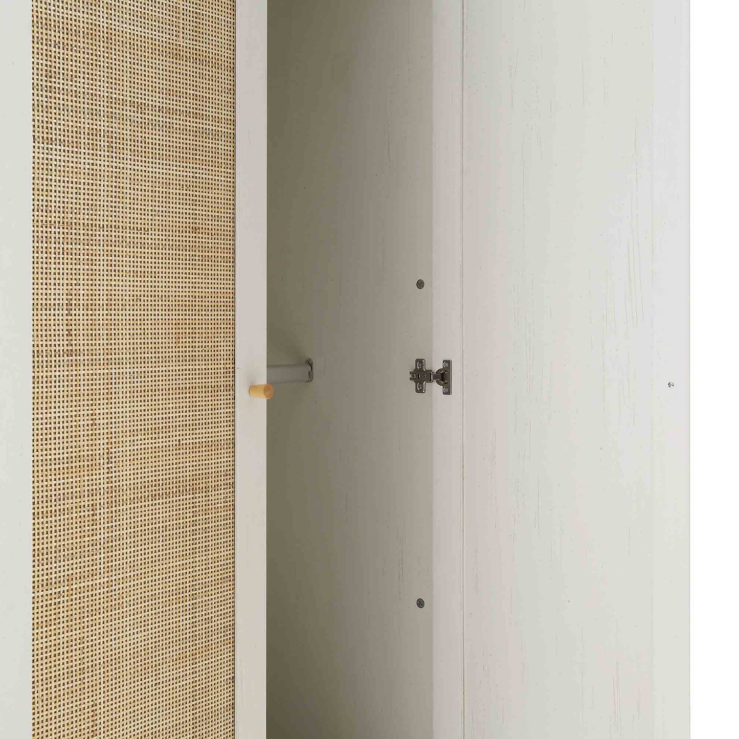Armoire double en rotin Frances avec 1 tiroir, blanche