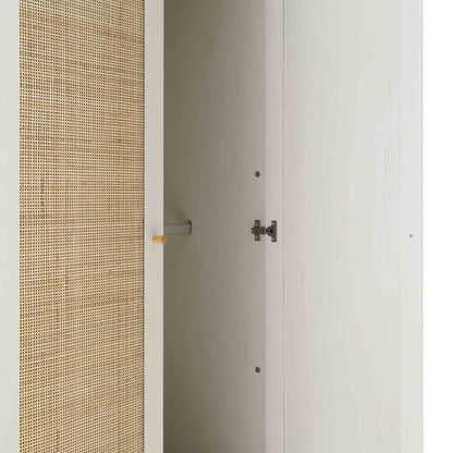 Armoire double en rotin Frances avec 1 tiroir, blanche