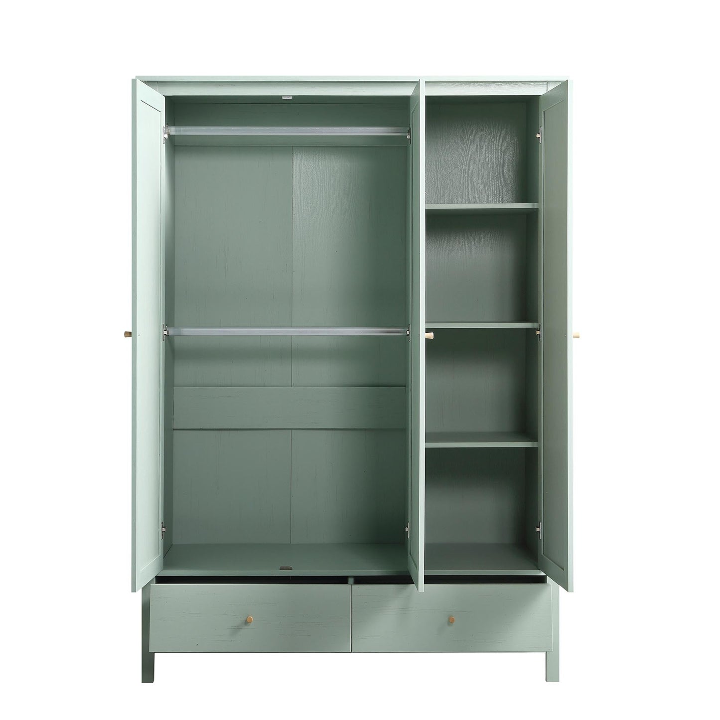 Armoire triple en rotin Frances avec 2 tiroirs, menthe