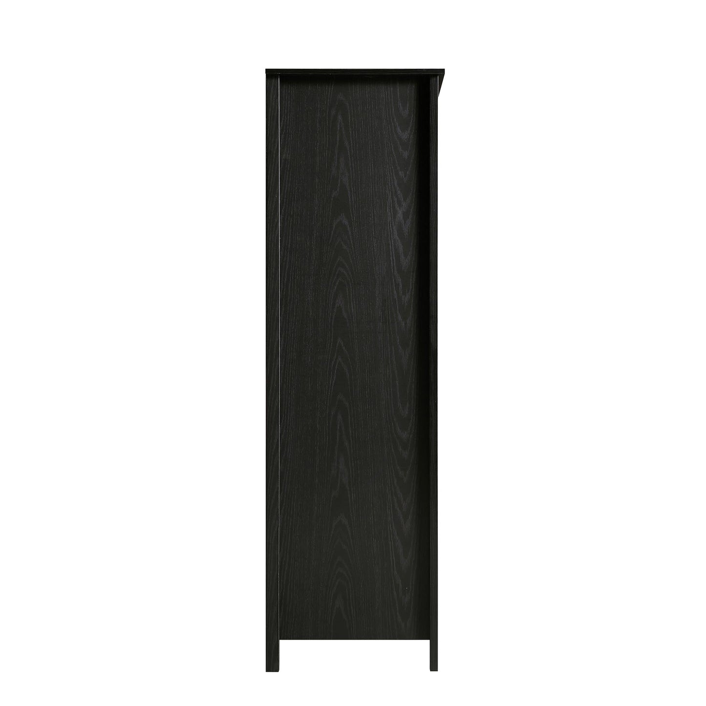 Armoire en rotin Frances à 4 portes et 2 tiroirs, noire