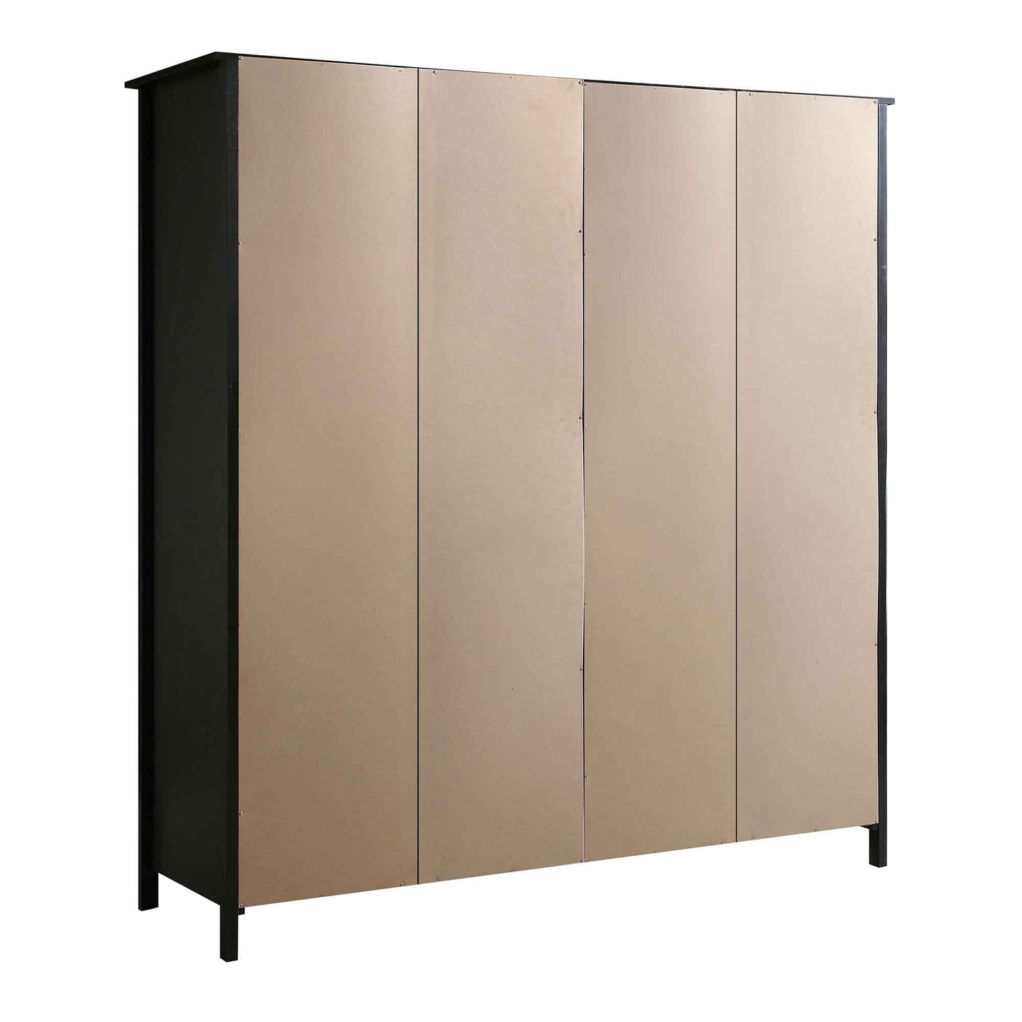 Armoire en rotin Frances à 4 portes et 2 tiroirs, noire