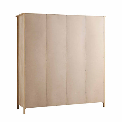 Armoire 4 portes en rotin Frances avec 2 tiroirs, naturel
