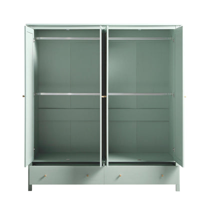 Armoire en rotin Frances à 4 portes et 2 tiroirs, menthe
