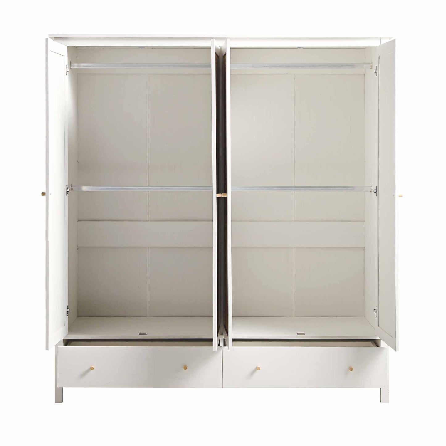 Armoire en rotin Frances à 4 portes et 2 tiroirs, blanche