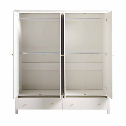 Armoire en rotin Frances à 4 portes et 2 tiroirs, blanche