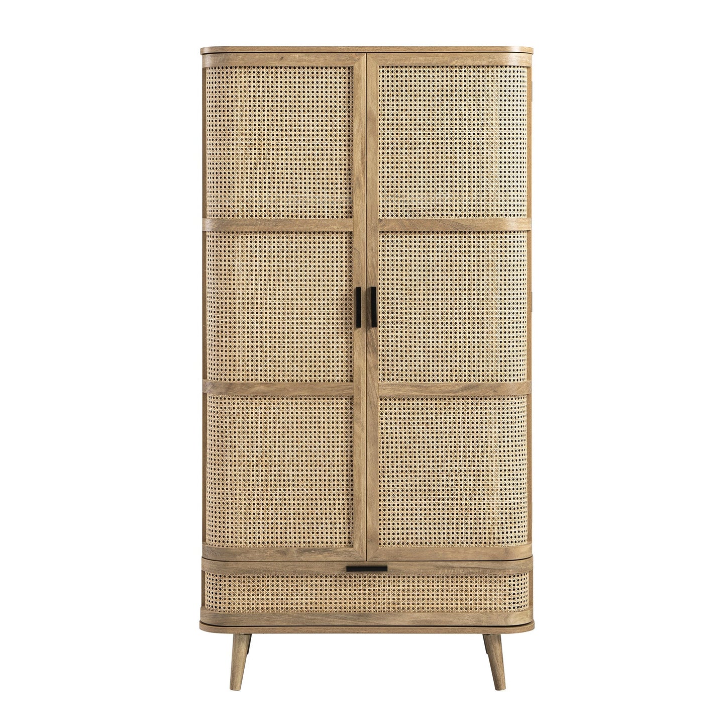 Armoire double courbée en rotin Izzy, naturel