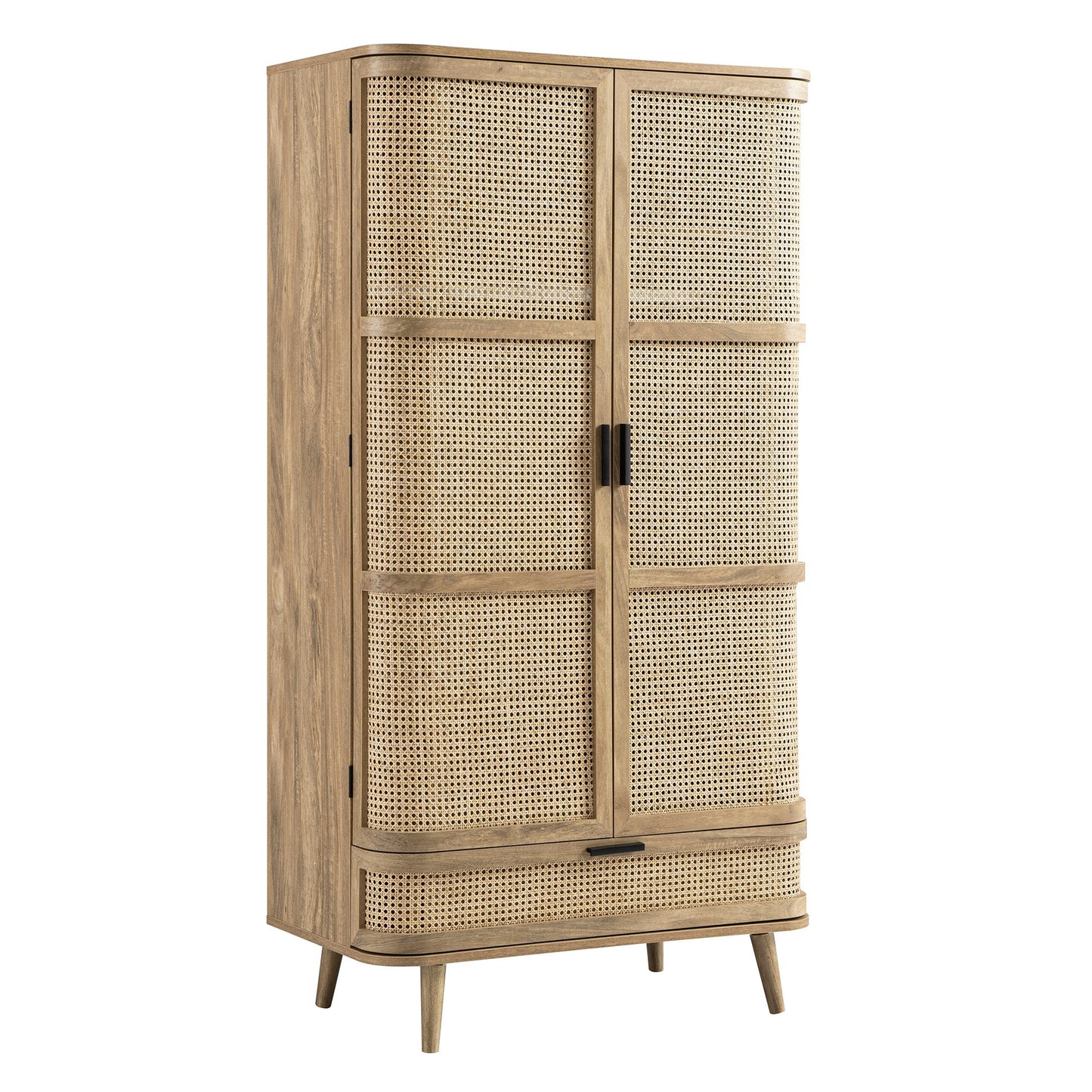Armoire double courbée en rotin Izzy, naturel