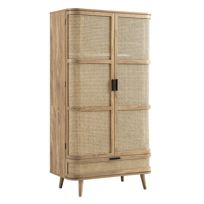 Armoire double courbée en rotin Izzy, naturel