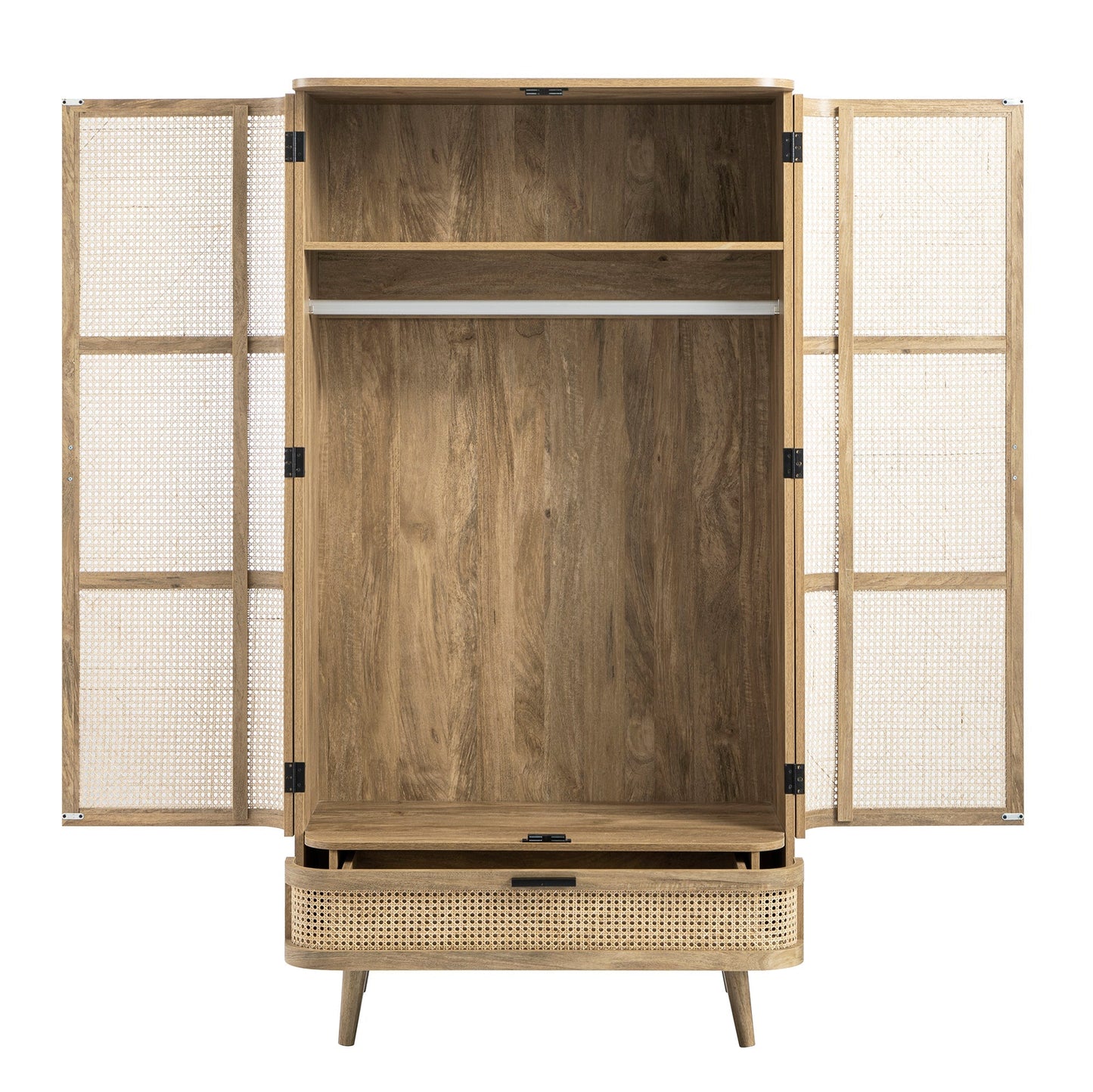 Armoire double courbée en rotin Izzy, naturel