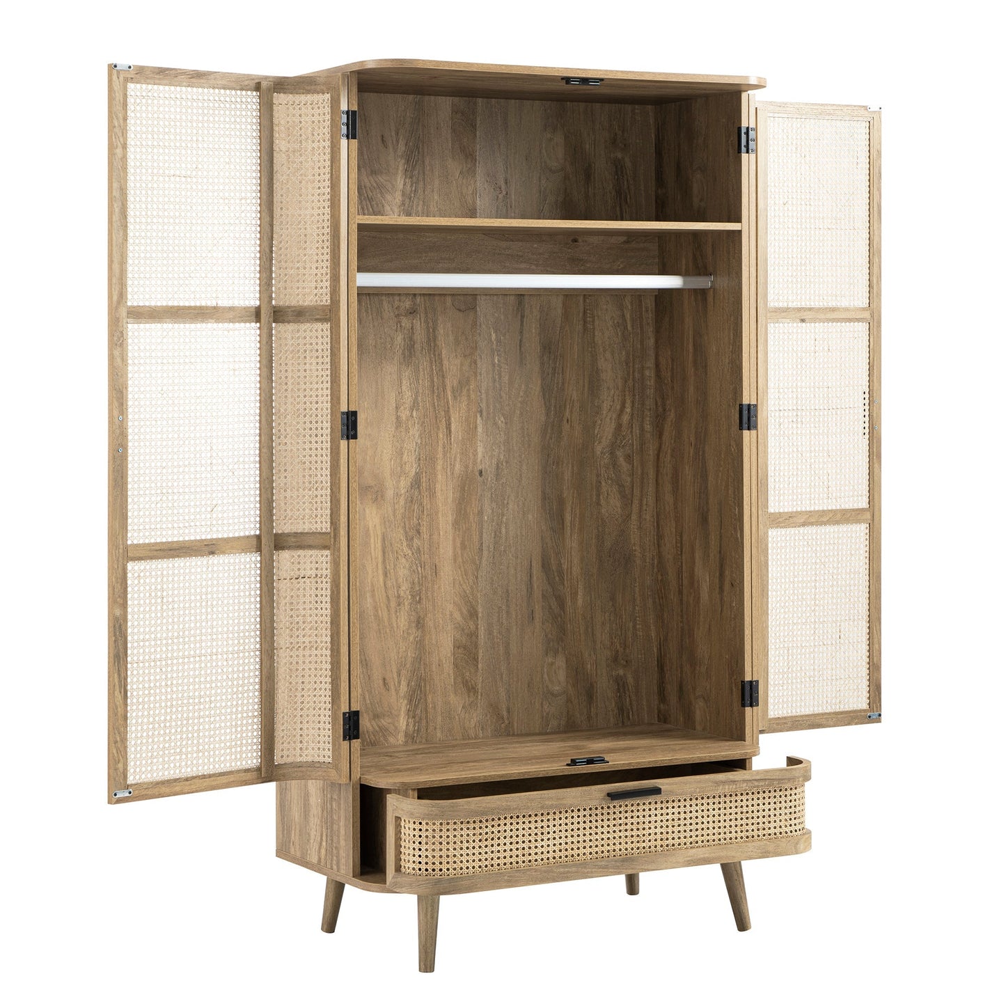 Armoire double courbée en rotin Izzy, naturel