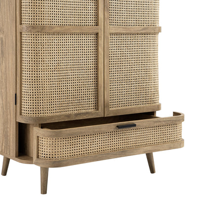 Armoire double courbée en rotin Izzy, naturel