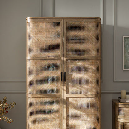 Armoire double courbée en rotin Izzy, naturel