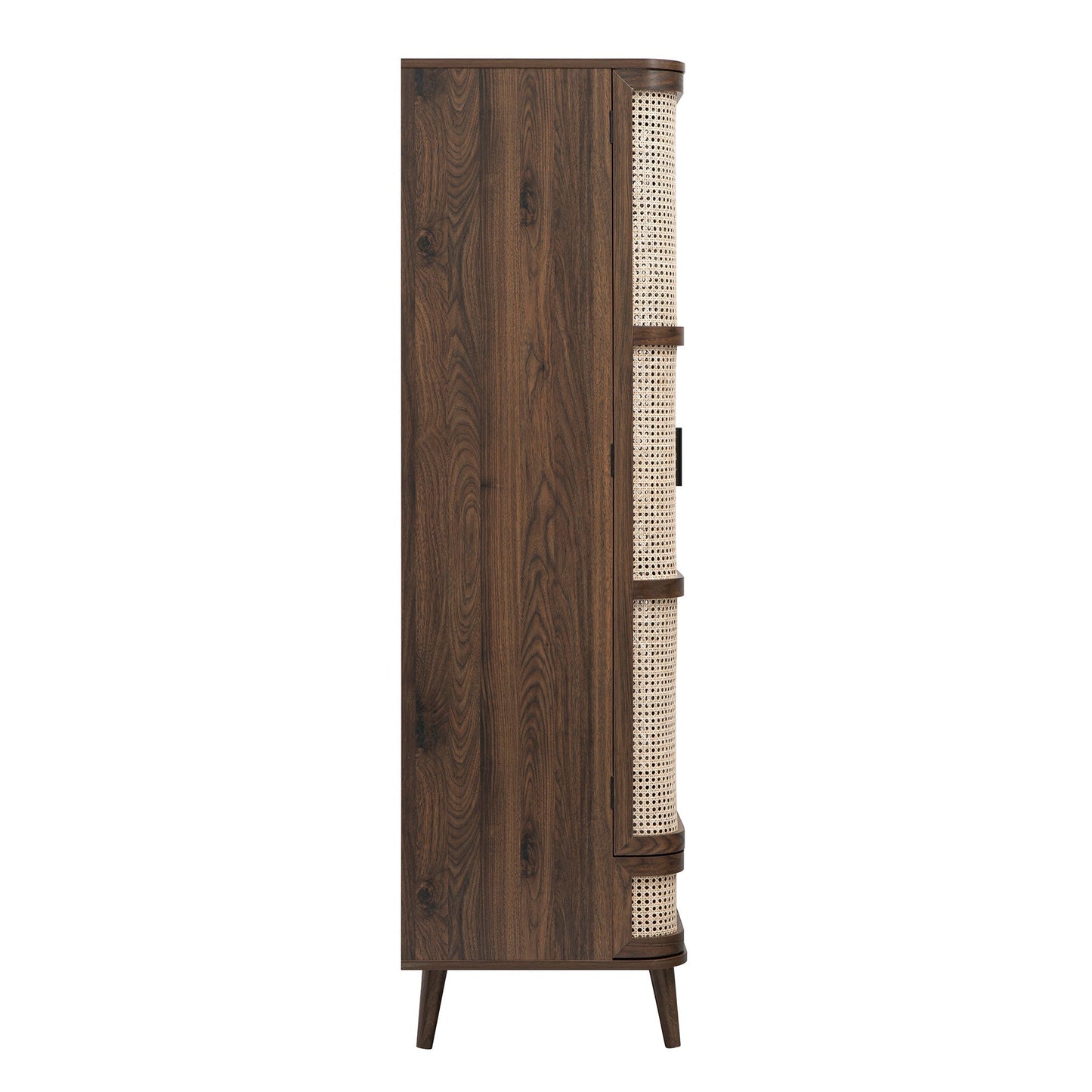 Armoire double courbée en rotin Izzy, noyer