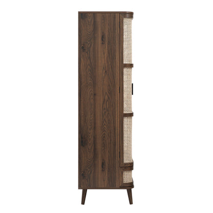 Armoire double courbée en rotin Izzy, noyer