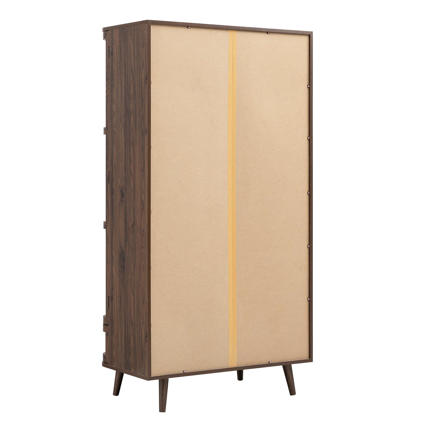 Armoire double courbée en rotin Izzy, noyer