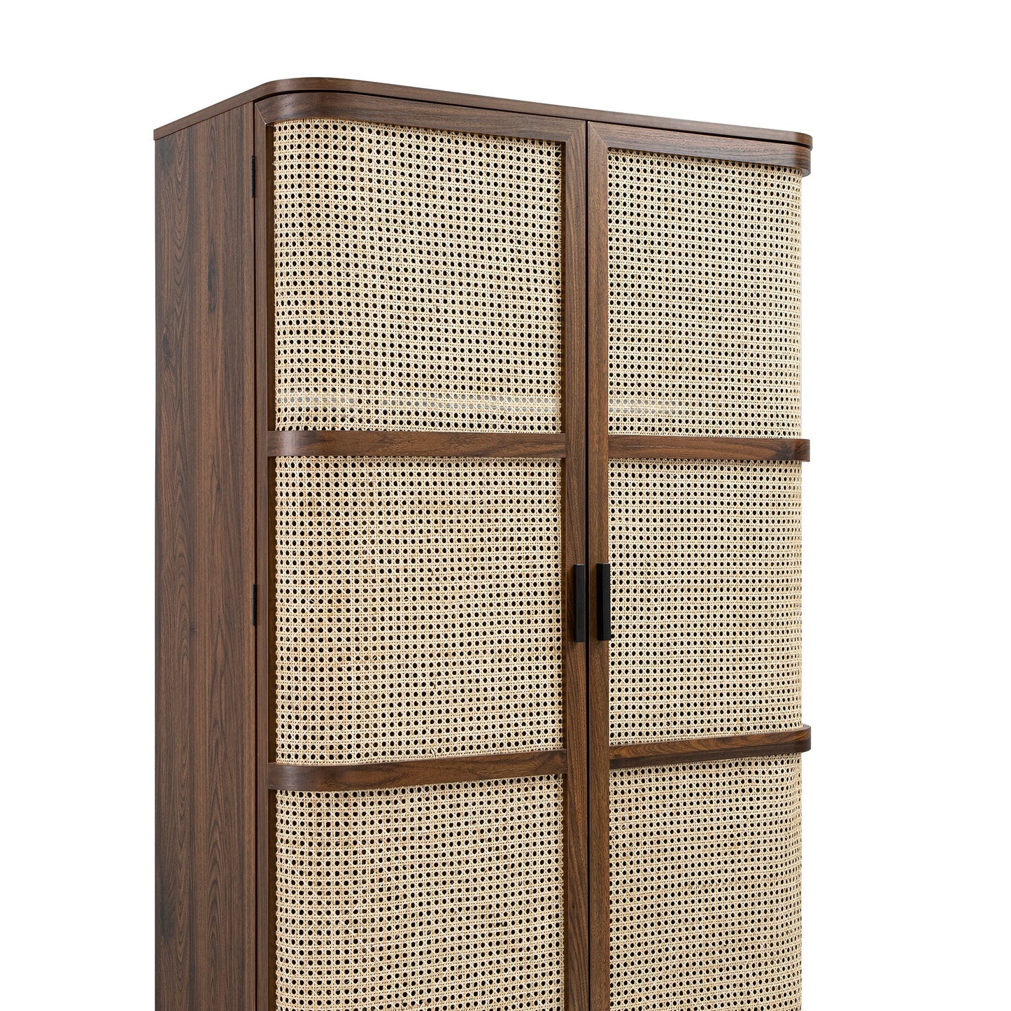 Armoire double courbée en rotin Izzy, noyer