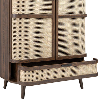 Armoire double courbée en rotin Izzy, noyer