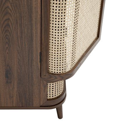 Armoire double courbée en rotin Izzy, noyer