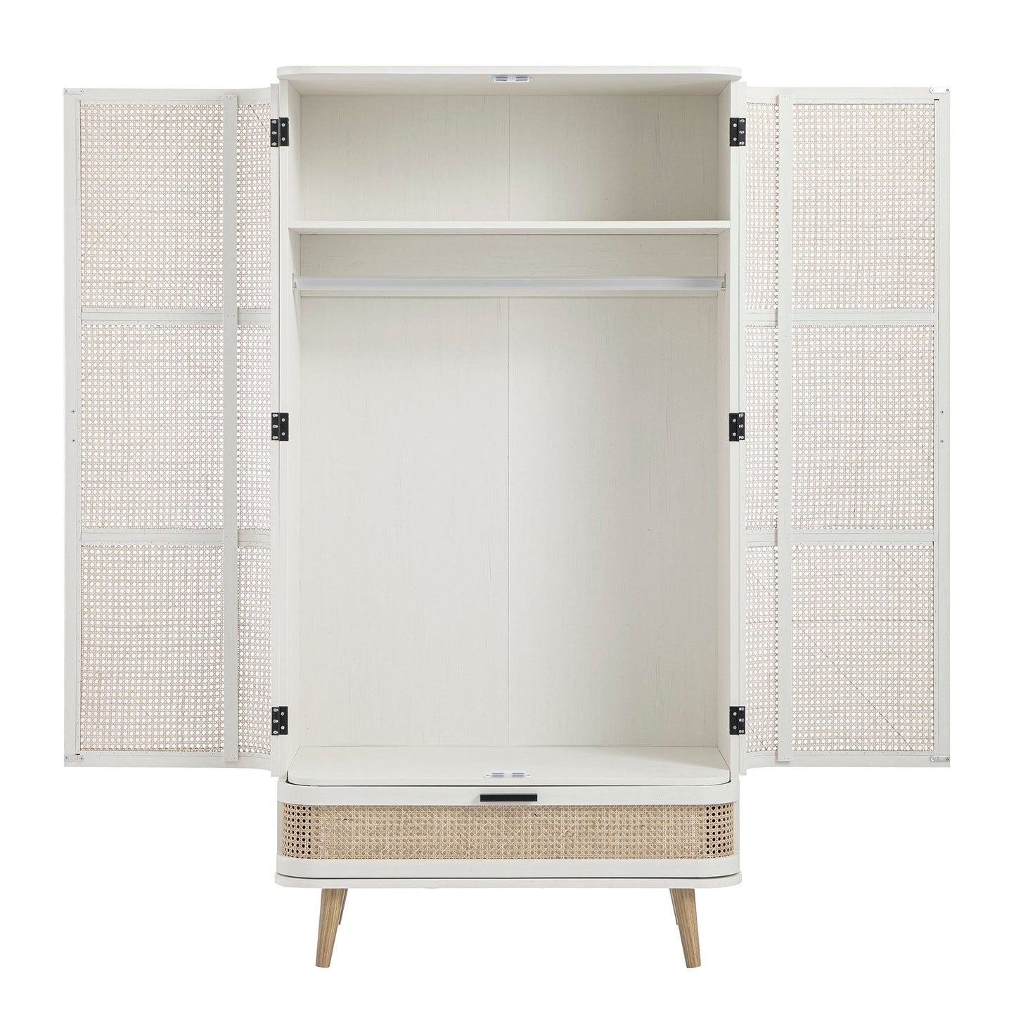 Armoire double courbée en rotin Izzy, blanche