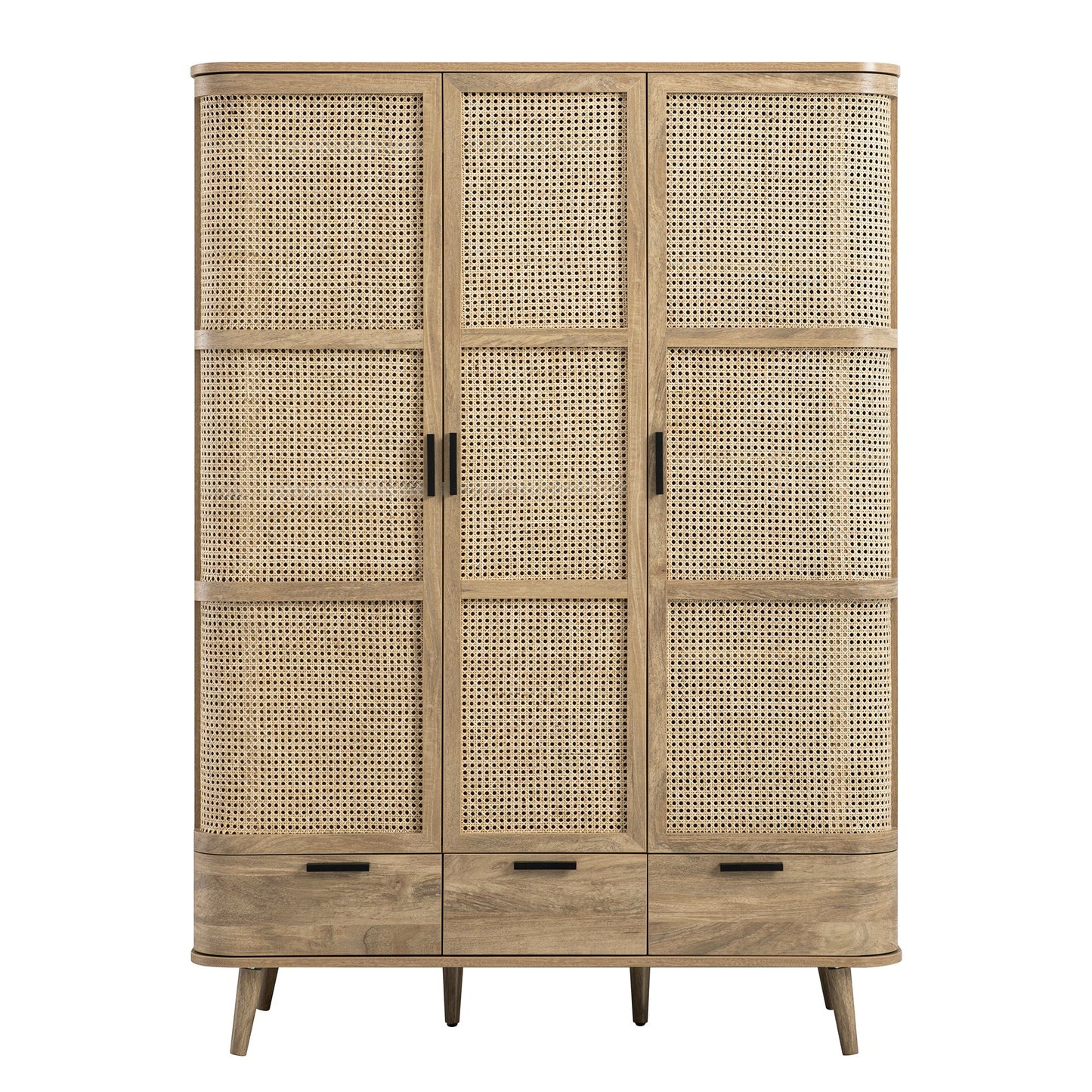 Armoire triple courbée en rotin Izzy, naturel