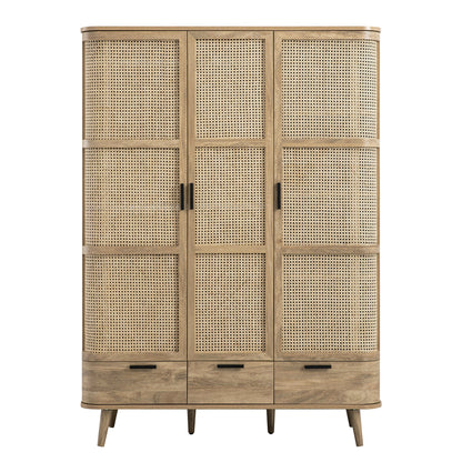 Armoire triple courbée en rotin Izzy, naturel