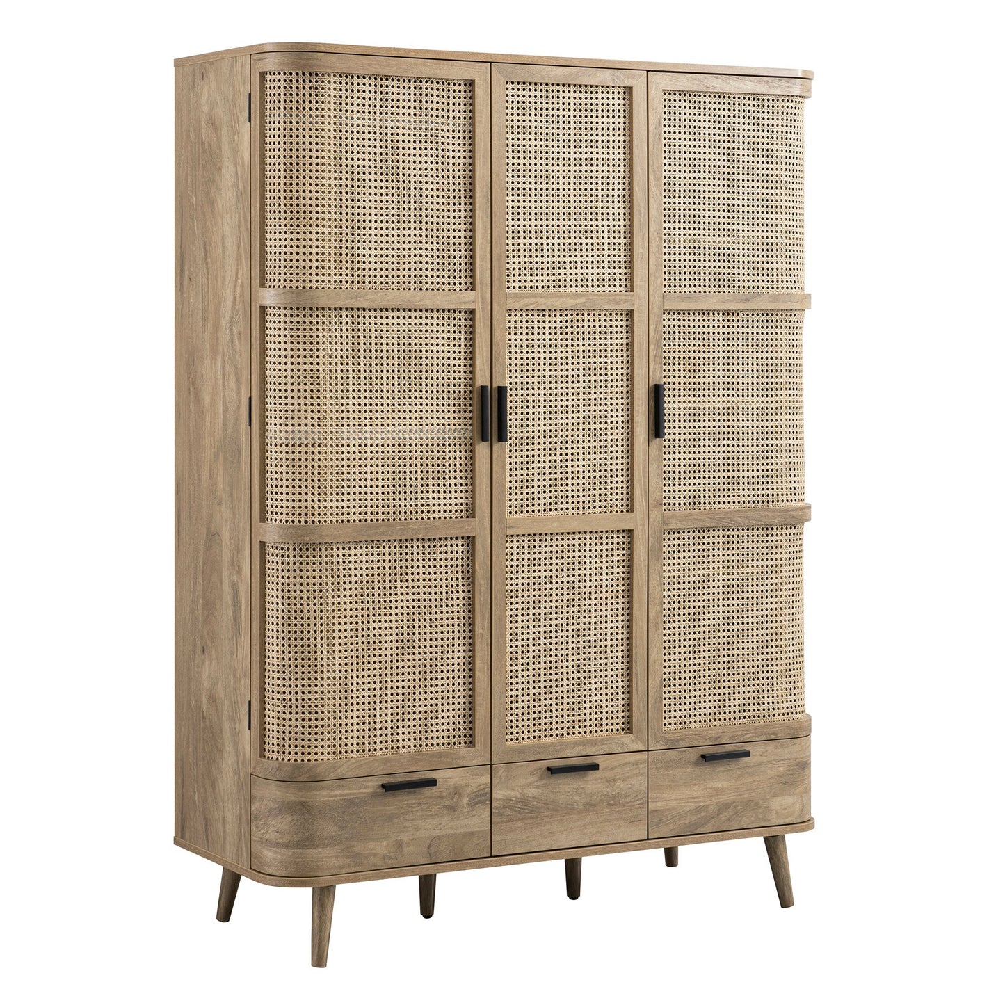 Armoire triple courbée en rotin Izzy, naturel
