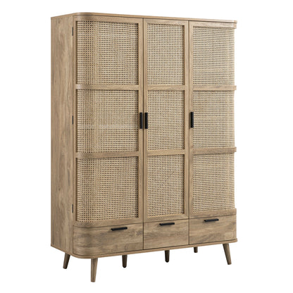 Armoire triple courbée en rotin Izzy, naturel