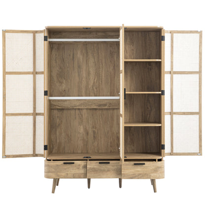 Armoire triple courbée en rotin Izzy, naturel