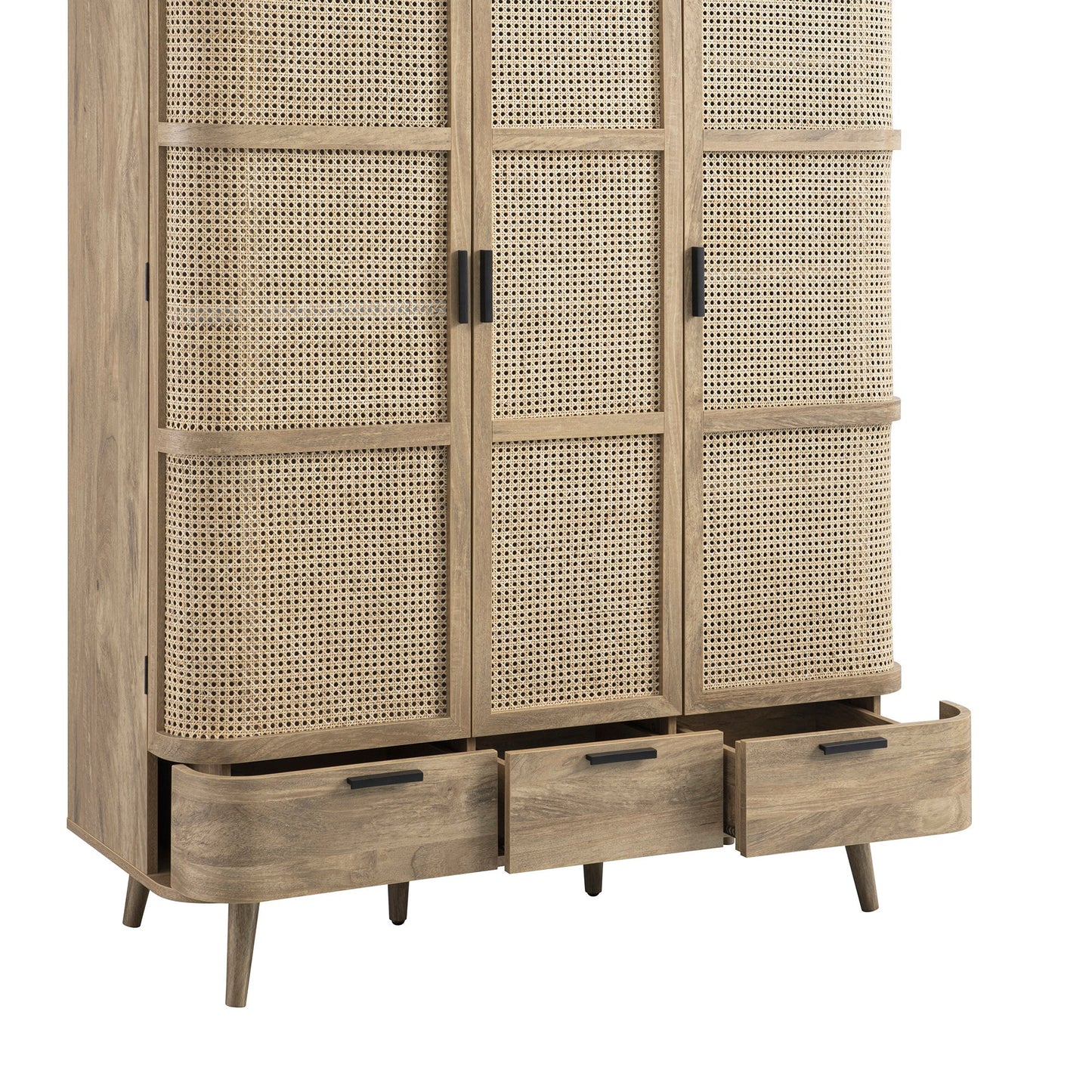 Armoire triple courbée en rotin Izzy, naturel