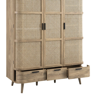 Armoire triple courbée en rotin Izzy, naturel