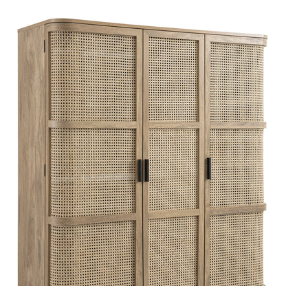 Armoire triple courbée en rotin Izzy, naturel