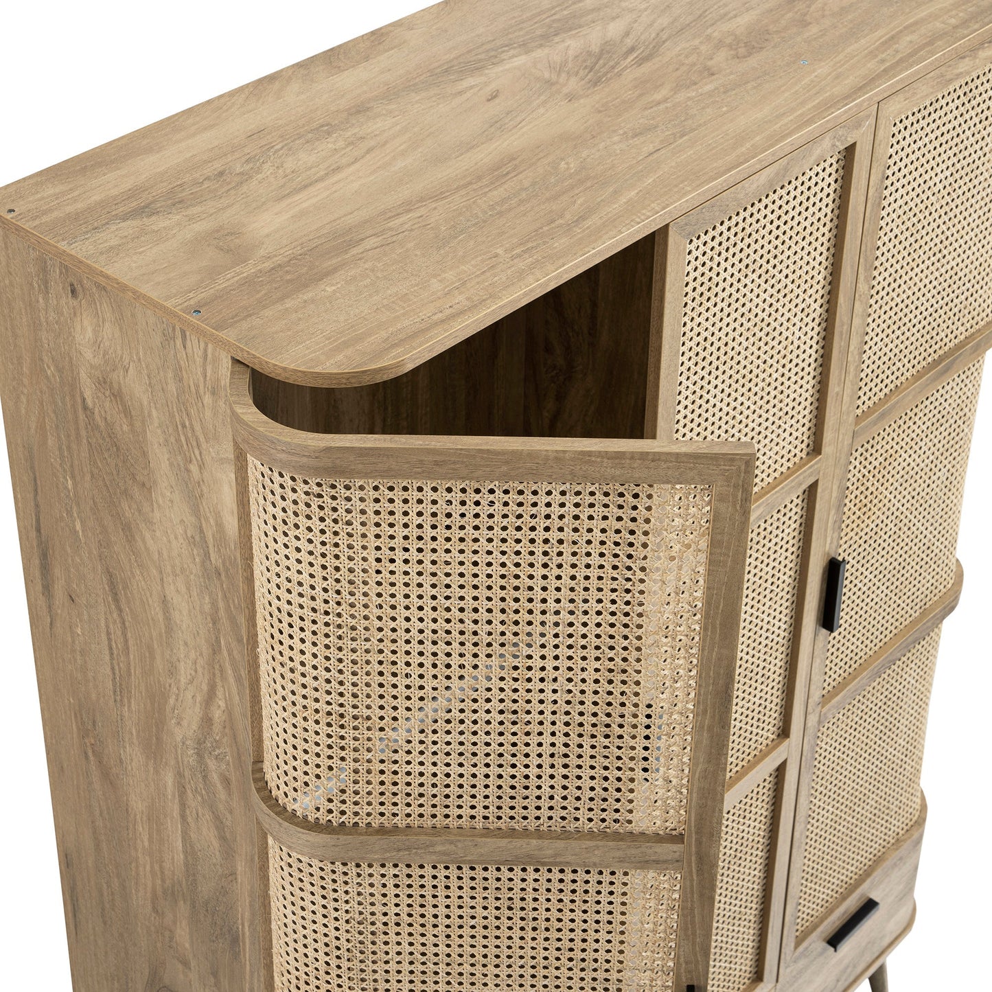 Armoire triple courbée en rotin Izzy, naturel