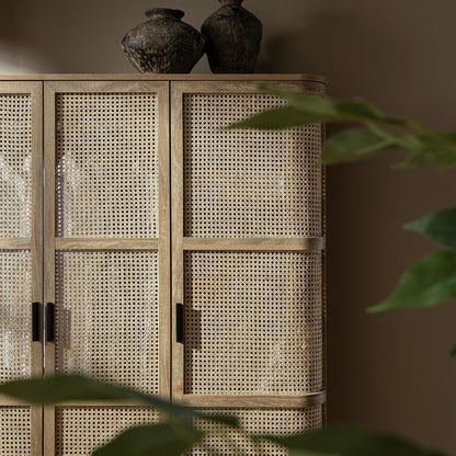 Armoire triple courbée en rotin Izzy, naturel
