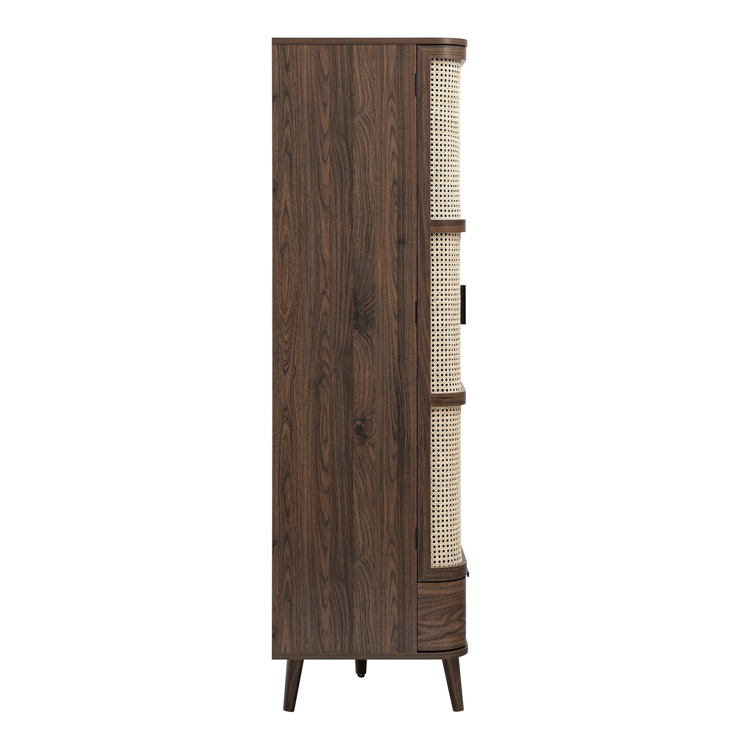 Armoire triple courbée en rotin Izzy, noyer