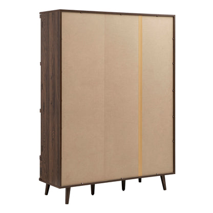 Armoire triple courbée en rotin Izzy, noyer