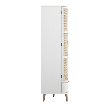 Armoire triple courbée en rotin Izzy, blanche