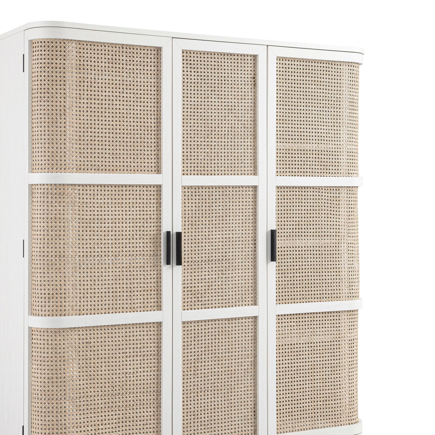 Armoire triple courbée en rotin Izzy, blanche
