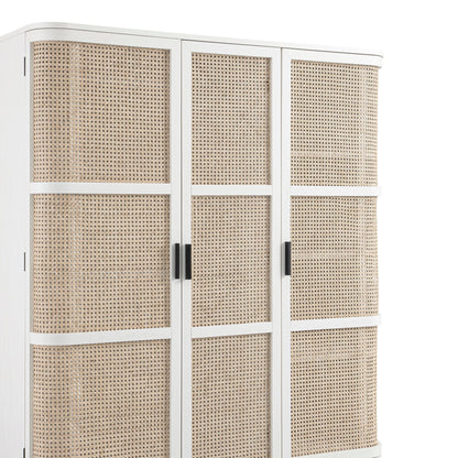 Armoire triple courbée en rotin Izzy, blanche