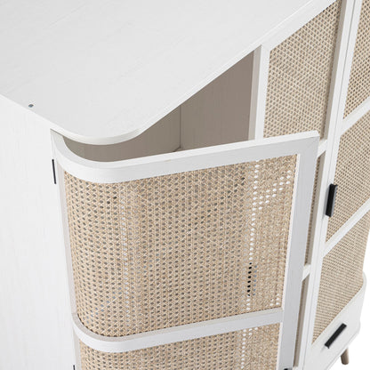 Armoire triple courbée en rotin Izzy, blanche
