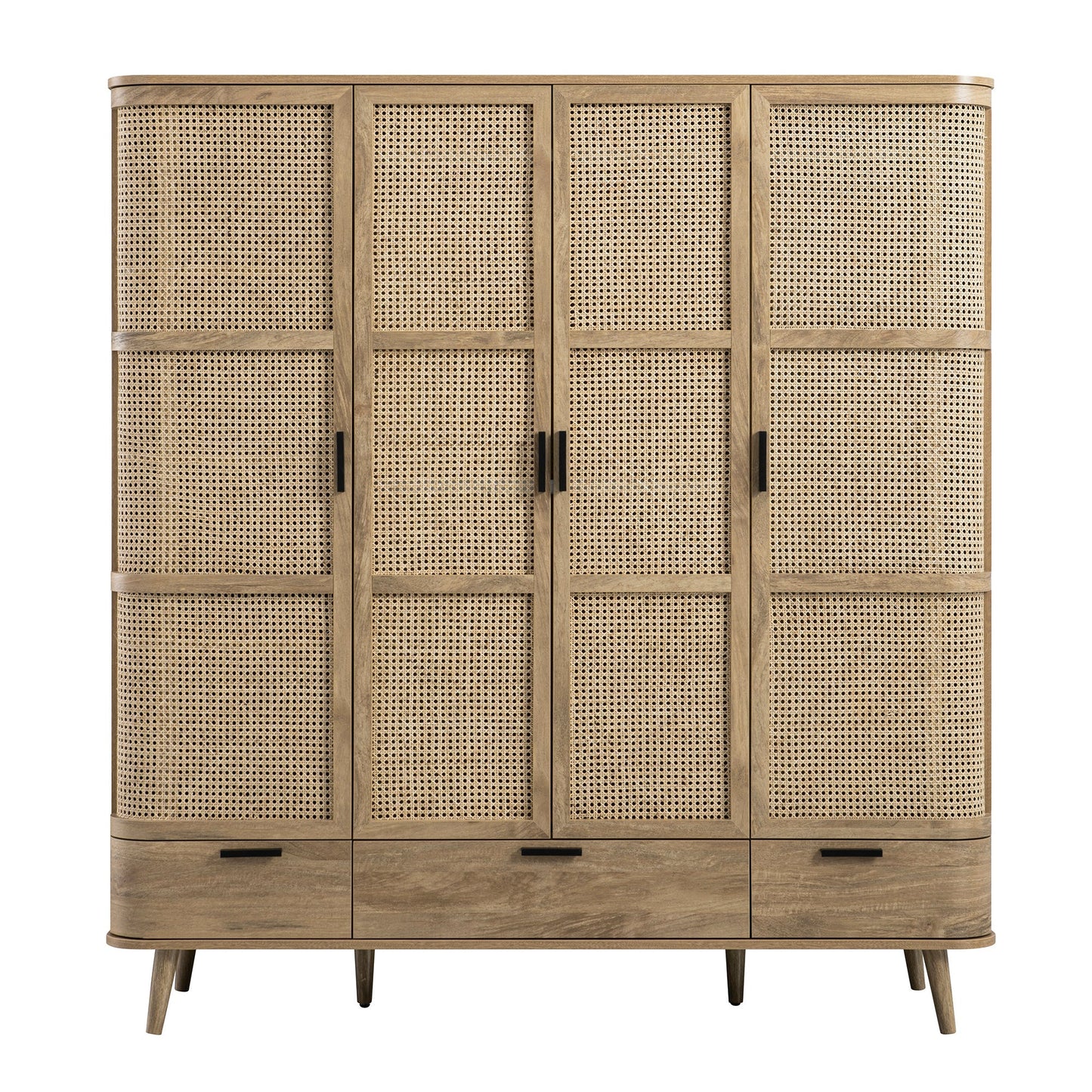 Armoire 4 portes en rotin courbé Izzy, naturel