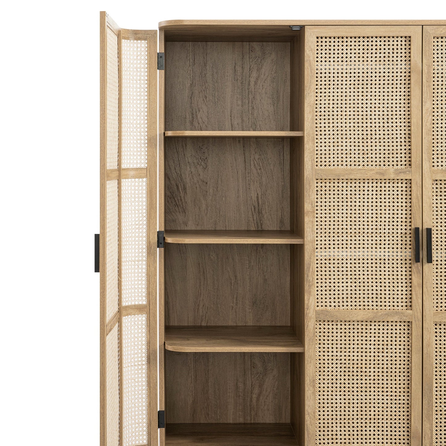Armoire 4 portes en rotin courbé Izzy, naturel