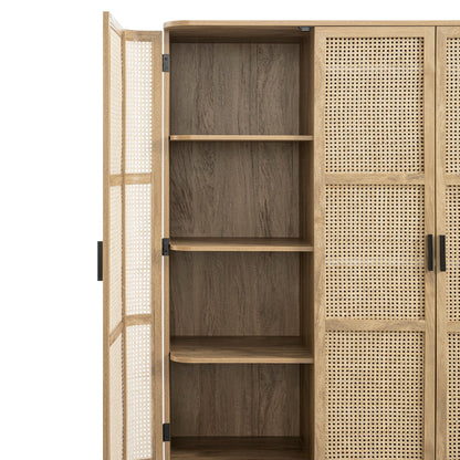 Armoire 4 portes en rotin courbé Izzy, naturel