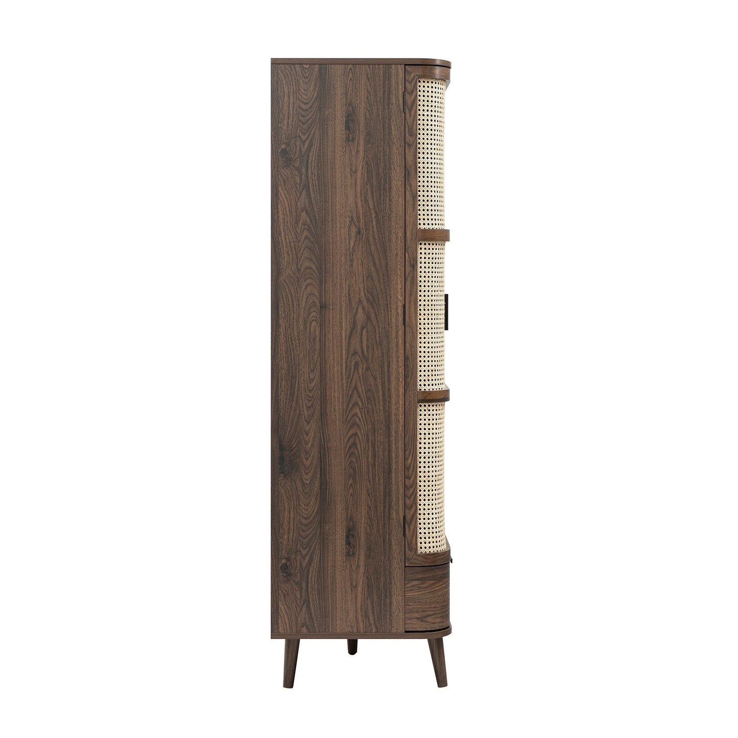Armoire 4 portes en rotin courbé Izzy, noyer
